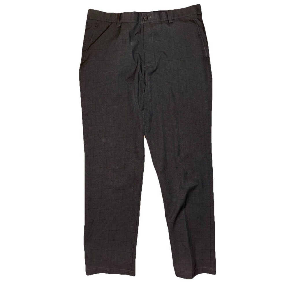 Greg Norman Five Iron Mens 34/32 Black Plaid Polyester Golf Pants Dress Pants
